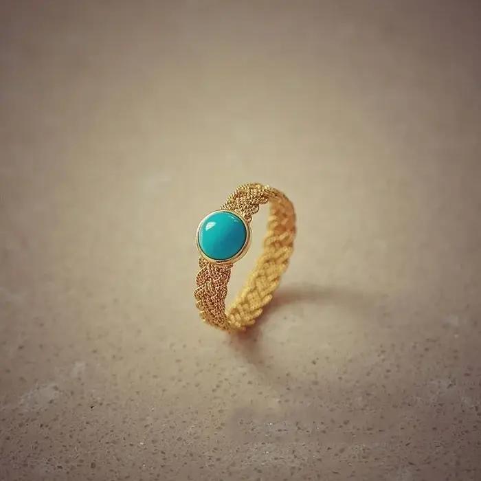 Bague rétro en argent 925 incrustée de pierres turquoises pour femmes, bijou classique et élégant pour occasions spéciales