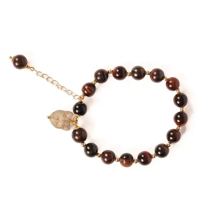 Bracelet en pierre synthétique semi-précieuse élastique perlée à la main avec perles de verre tchèque (6-015)