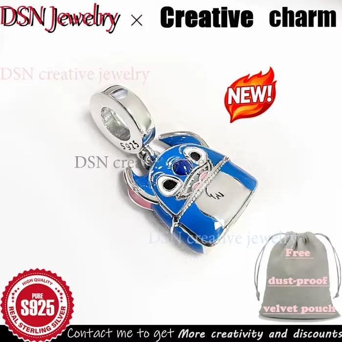 Breloque de créateur de bijoux DSN en argent S925, émail bleu, pendentif sac à dos avec poupées de d