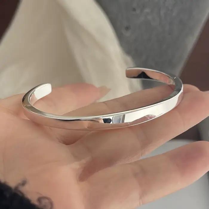 Bracelet rétro en argent Sterling 100% massif 925 pour femmes et hommes, Vintage, large et Simple, fait à la main, cadeau d'anniversaire