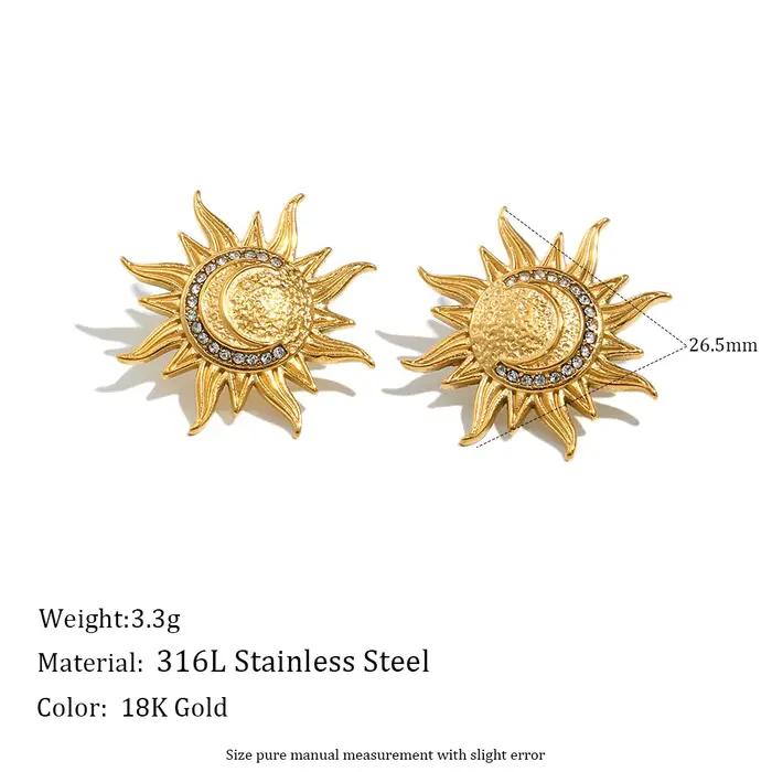 E.B.belle – boucles d'oreilles soleil en acier inoxydable
