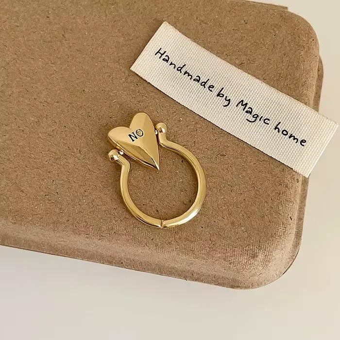 Bague en forme de cœur rotative lisse pour femmes et hommes, Vintage, oui ou sans lettre, bagues rég