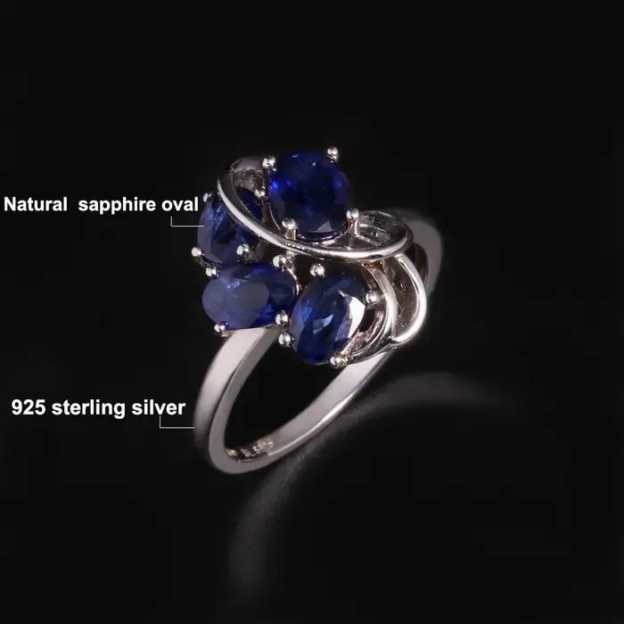 Bague en argent sterling 925 saphir bleu élégante à offrir pour femme occasions spéciales partis soirées prestige fiançailles mariage