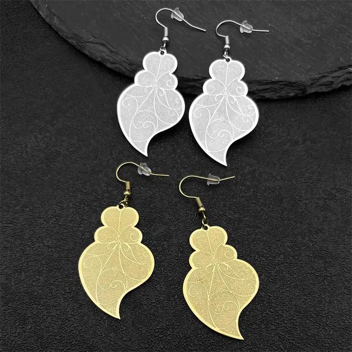 Boucles d'Oreilles Pendantes Sacré-Cœur Chrétien pour Femme et Fille