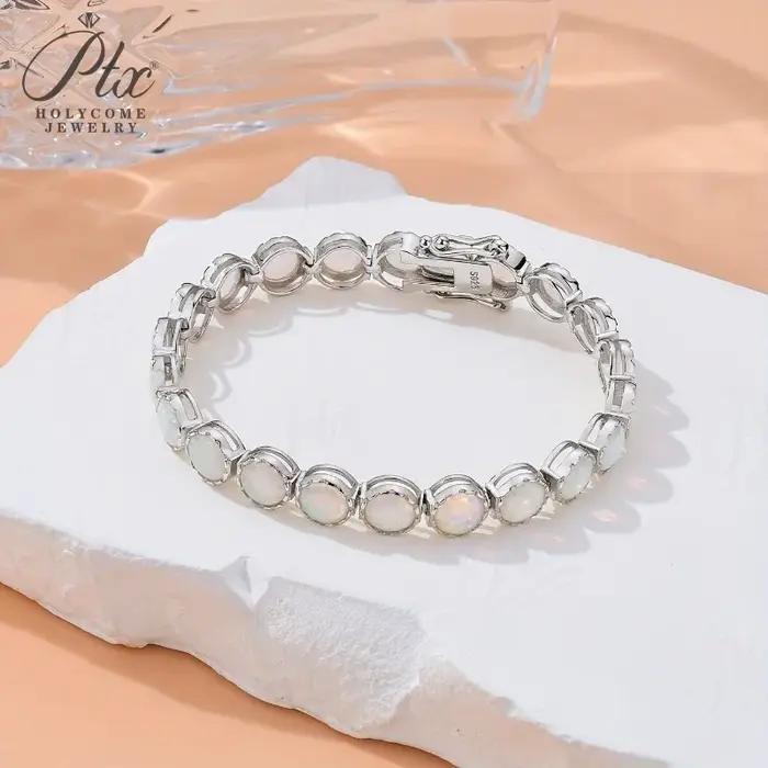 Bracelet opale en argent Sterling 925, 2/3/4/5mm, couleur blanc/bleu, chaîne classique Simple pour femmes, bijoux avancés, breloques élégantes