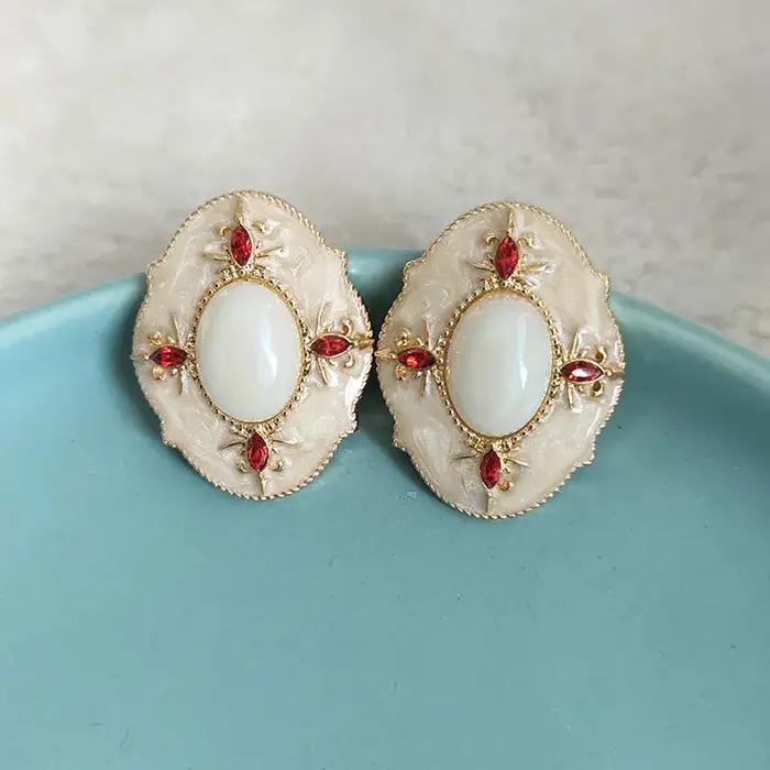 Boucles d'oreilles ovales en biscuits pour femmes