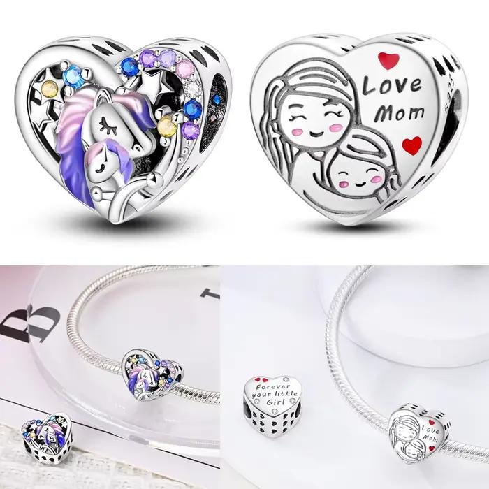 Breloques famille heureuse en argent Sterling 925