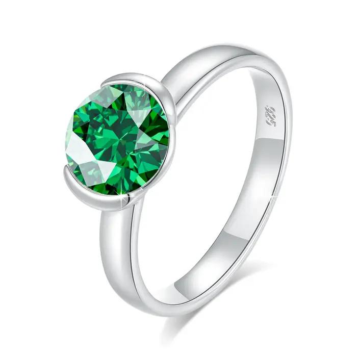 Bague émeraude cultivée en laboratoire de 8mm