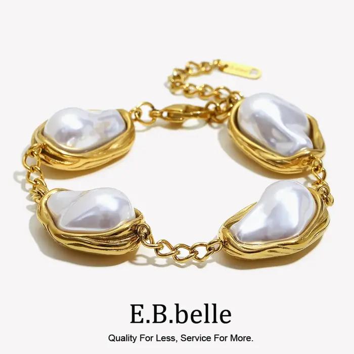 E.B.belle-Bracelets de perles irrégulières de grande taille pour femme