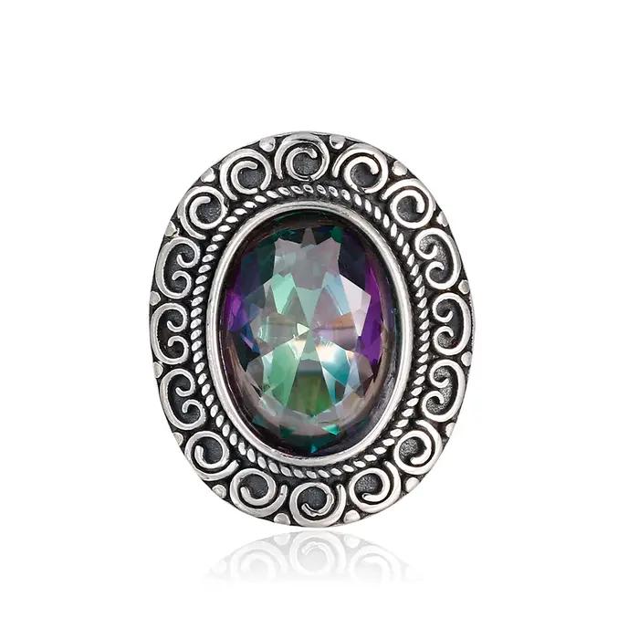 Bague Glamour 10x14MM en Tourmaline Colorée Mystérieuse pour Femme