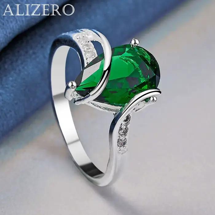 Bague émeraude en argent regardé 925 pour femme