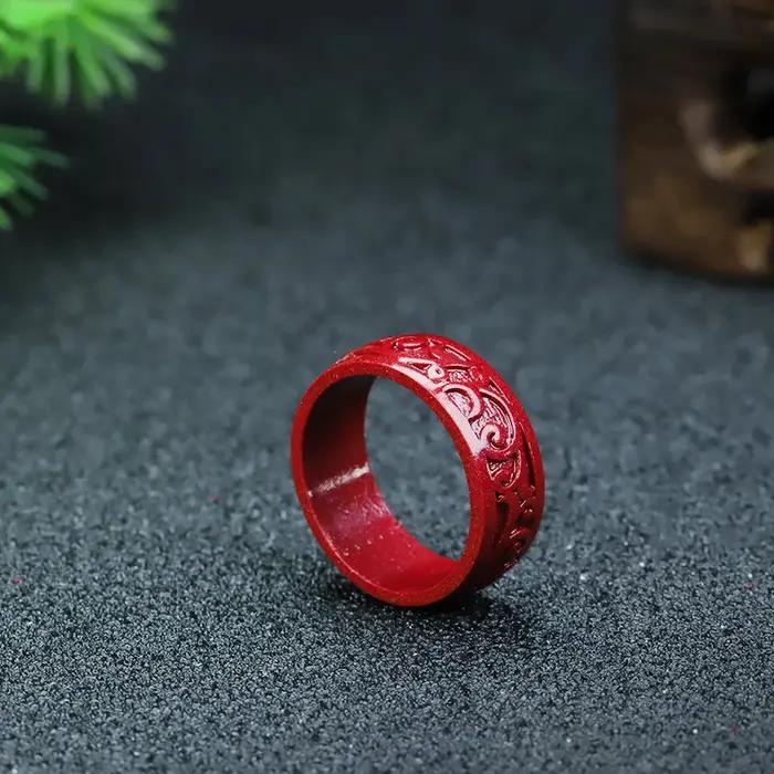 Bague cinabre brut naturel, bijoux de style ethnique à la mode et polyvalents