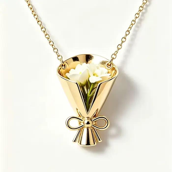 Nouvel Arrivage Collier Pendentif Mini Bouquet de Fleurs Amovible de Luxe pour Femme