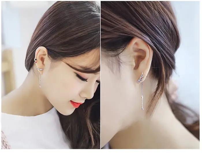 Boucles d'oreilles aile d'ange en cristal pour femmes et filles