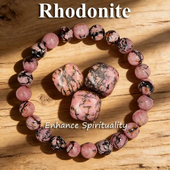 Bracelet Rhodonite pierre naturelle pour femmes et hommes, bracelet de guérison énergie équilibrée et vitalité, bijoux pour occasions spéciales