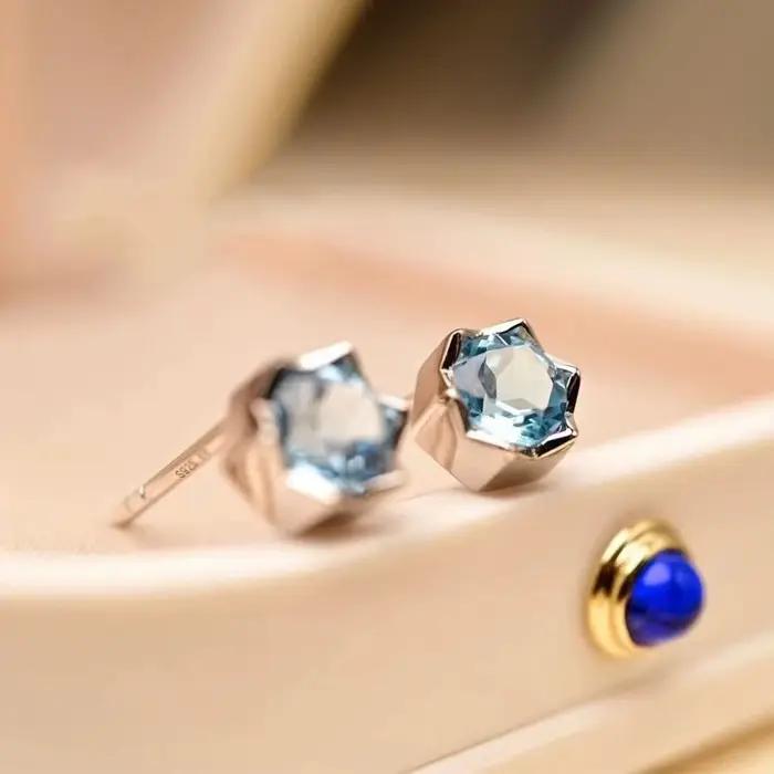 ITSMOS 925 en argent Sterling bleu étoile pierre boucles d'oreilles français luxe mer