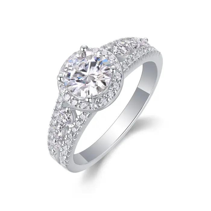 Bague de fiançailles JIUZUAN en argent sterling 925 sertie de moissanite claire design vintage pour femmes occasions spéciales
