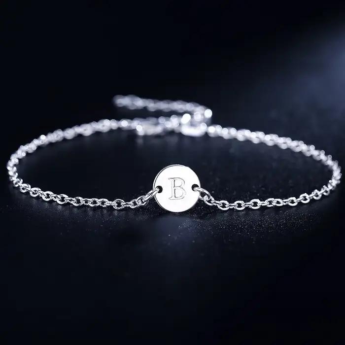 Bracelets en argent Sterling 925 délicats avec 26 lettres, chaîne pour femmes, élégants, classiques, cadeaux de mariage, bijoux