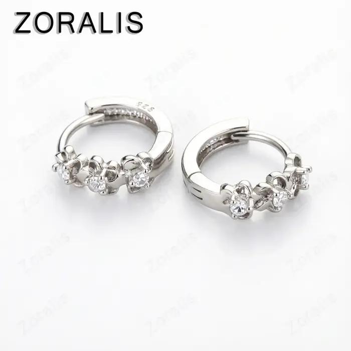 Boucles d'oreilles en or 18 carats en forme de petite fleur, avec zircon rond et cristal, élégantes et mignonnes, pour femmes, bijoux de mariage, cadeau, vente en gros