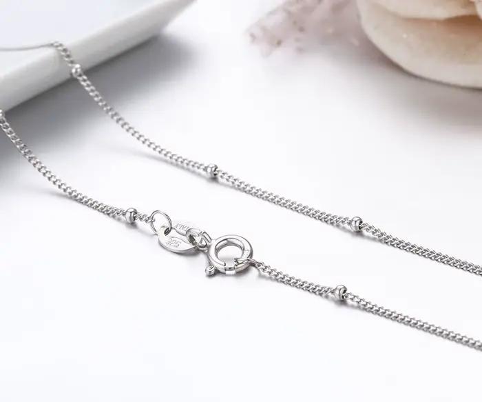 35 cm-50 cm 1mm 925 argent Sterling bordure perlée chaîne colliers ras du cou femmes filles bijoux K