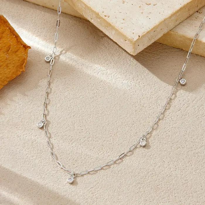 ANDYWEN Collier à breloques minimaliste en argent 925