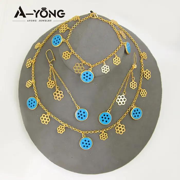 Ensemble de colliers à breloques Turquoise éthiopienne