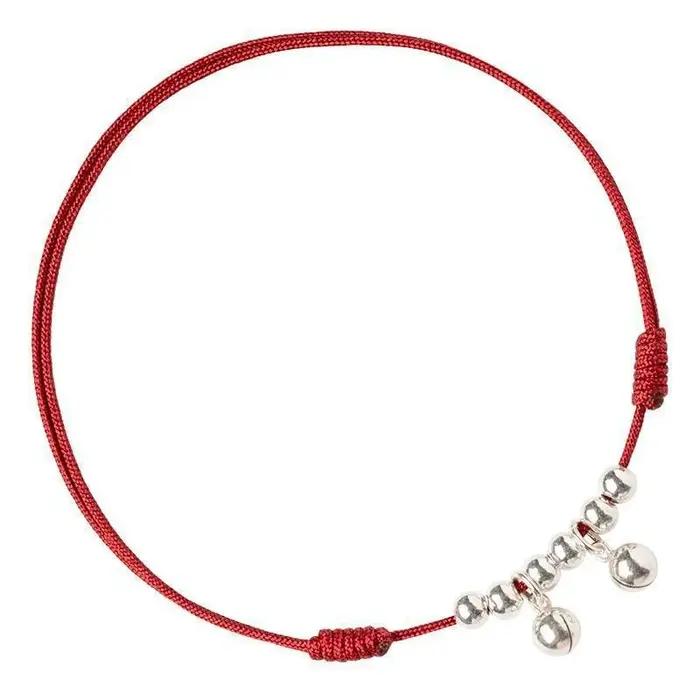 Bracelet de cheville en corde rouge tissée avec cloches et perles de chance bouddhistes pour femmes occasions spéciales cadeaux de couple amitié