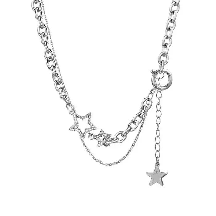 Collier pendentif étoile zircon Y2K pour femme
