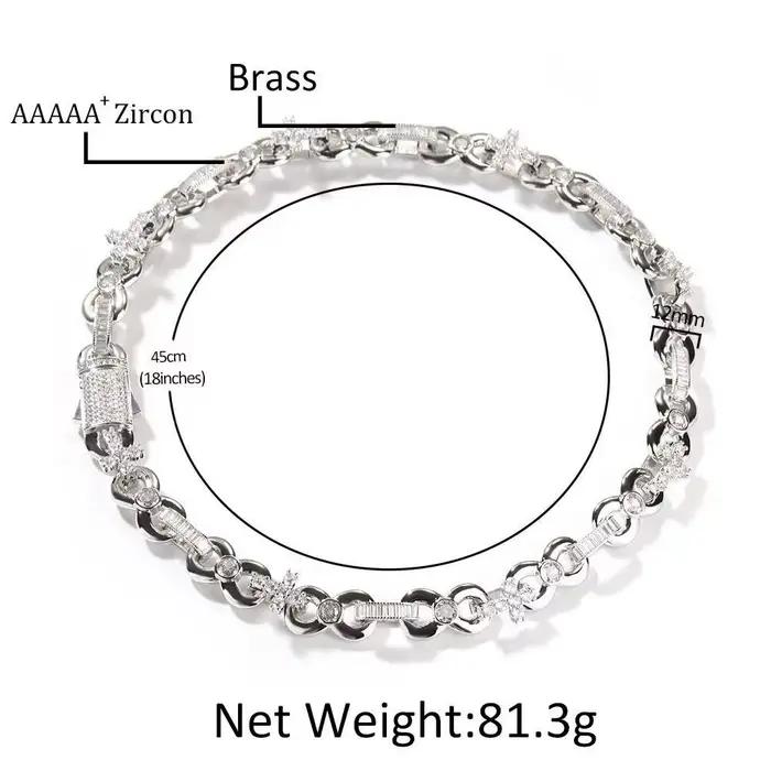 Collier Hip-hop pour hommes, bijoux haut de gamme, surface photosensible, croix infinie de 12mm, boucle de printemps, collier d'été (goutte d'eau cra