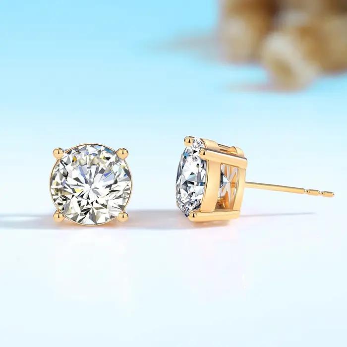 Szjinao réel complet 18k boucles d'oreilles en or AU750 Moissanite diamant véritable or femmes bijoux Certifid K or luxueux cadeaux de saint valentin