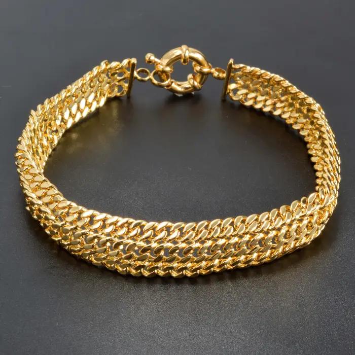 Bracelets de chaîne à maillons en cuivre de dubaï pour unisexe, plaqué or 18 carats, bordure Miami P