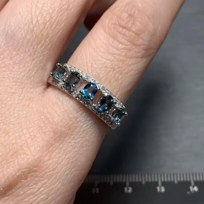 Bague vintage en topaze bleue naturelle pour femmes, bijou fin simple, pierre précieuse, style classique, occassions spéciales, cadeau unique