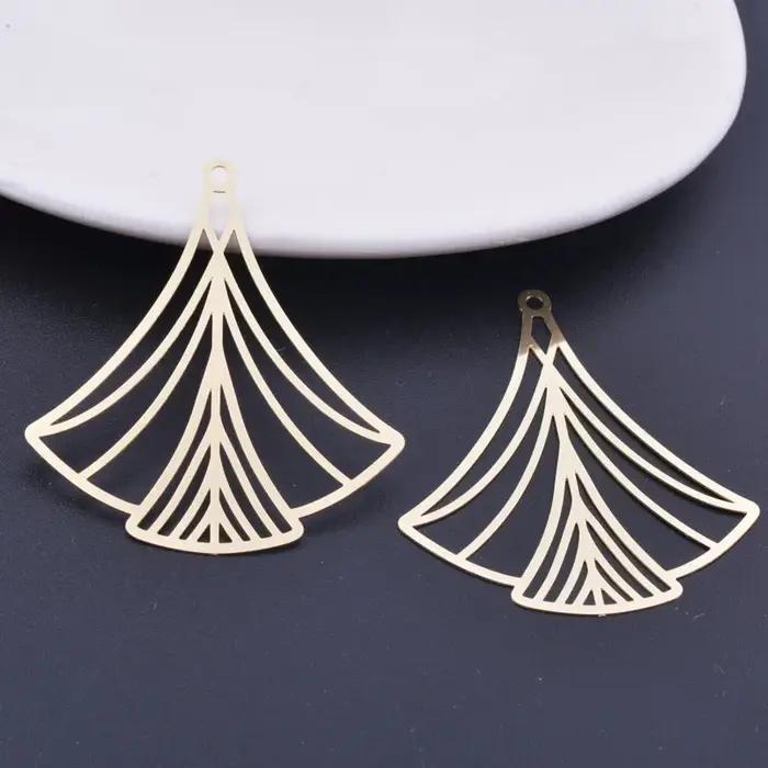 6 pièces 40*44mm couleur or clair breloques argent plaqué mince breloque boucle d'oreille en laiton pendentif bijoux