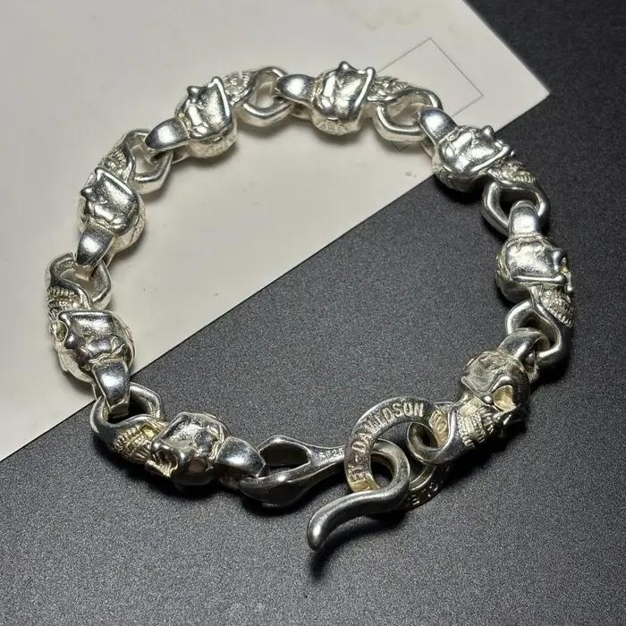 Bracelet de luxe tibétain en argent pour hommes et femmes, crâne de bénédiction de dieu, porte-bonhe