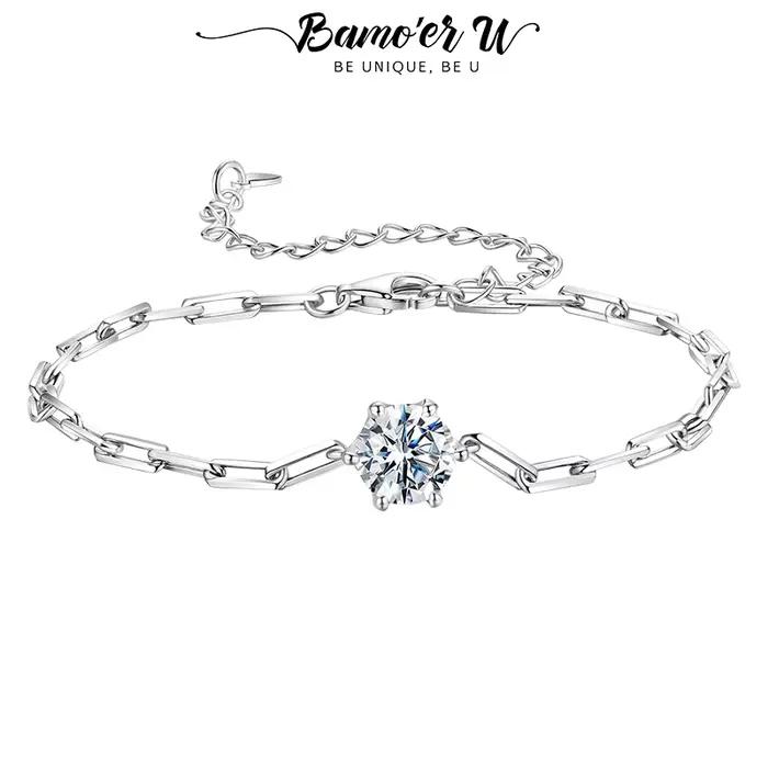 Bamoer U 1CT – Bracelet en Moissanite en argent Sterling 925