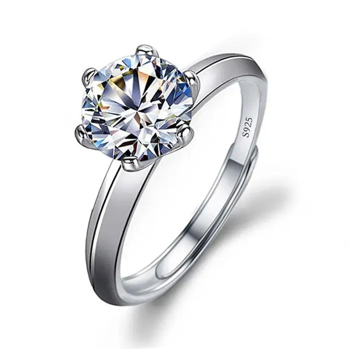 Bagues ouvertes en diamant incrusté Moissanite pour femme, bague de fiançailles en argent 925, matiq