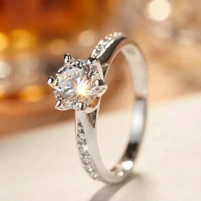 Bague classique de luxe en argent Sterling 925 pour femmes