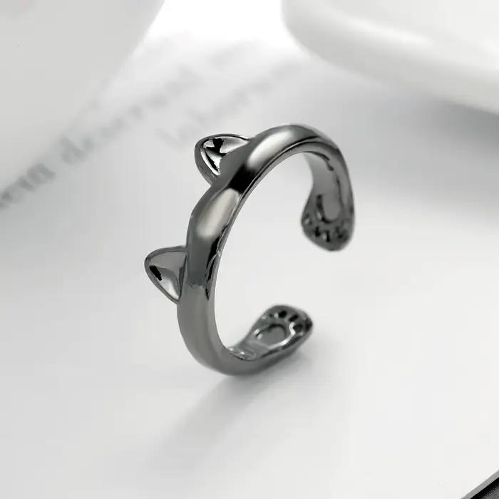 Bague rose mignonne en forme d'oreille de chat pour femmes