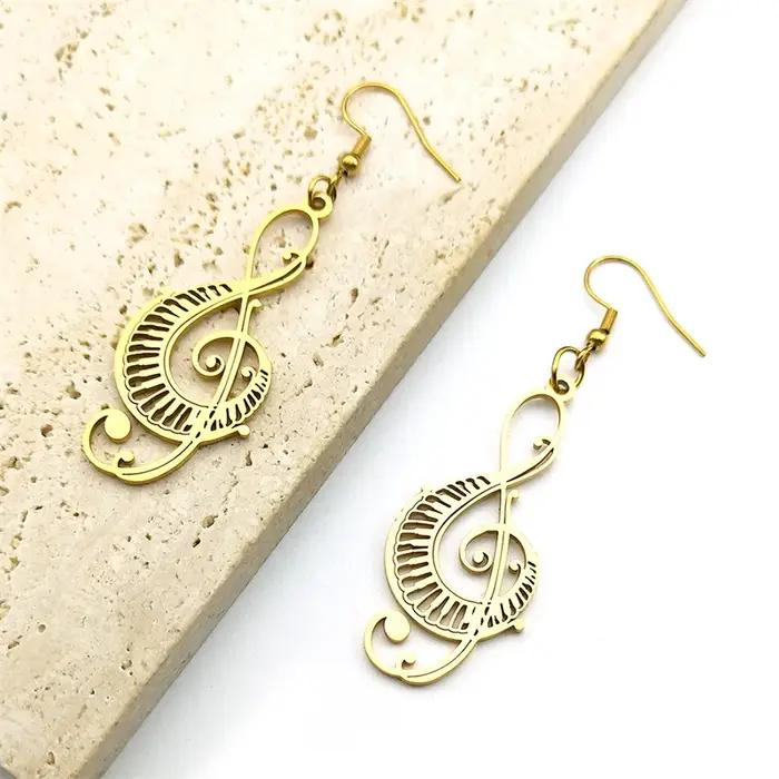 Boucles d'Oreilles en Acier Inoxydable, Notes Musicales pour Femme, Occasions Spéciales, Design Unique, Audace Moderne, Durabilité, Convient pour Tous Les Soirs