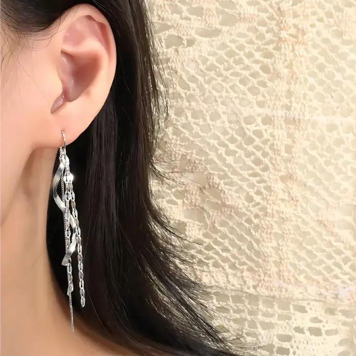 Girlbible – boucles d'oreilles à franges en argent Sterling 925 pour femmes