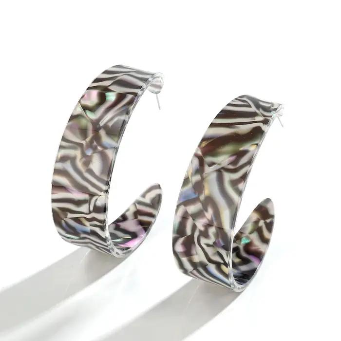 Boucles d'oreilles léopard en acrylique pour femmes, cerceaux exagérés, rétro géométrique en résine,