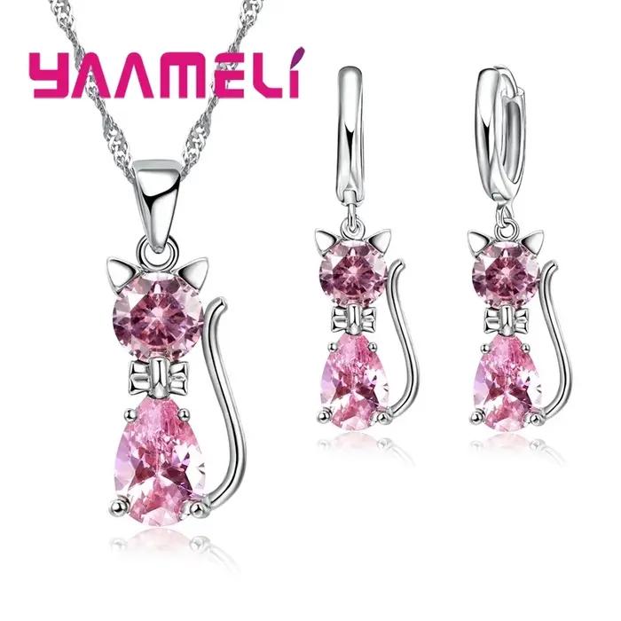 Ensemble de bijoux en argent sterling 925 serti de zirconium blanc mignon romantique pour femmes occasions spéciales mariage fiançailles anniversaire soirée