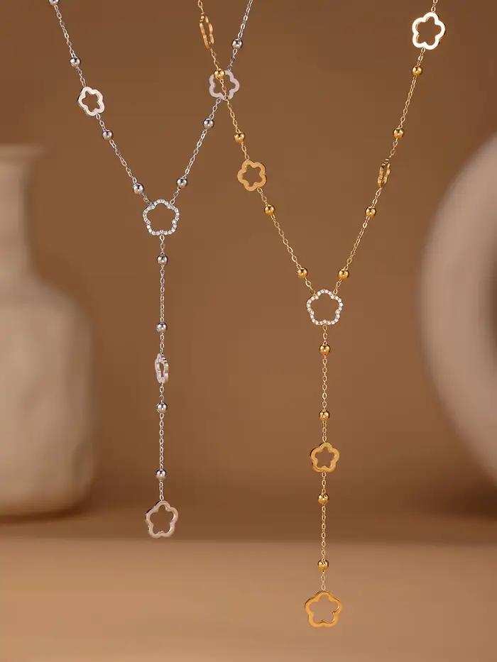 Collier Long en acier inoxydable de qualité supérieure, tendance, Style nez de cochon, pendentif goutte en forme de Y, collier étanche pour femmes et filles, bijoux
