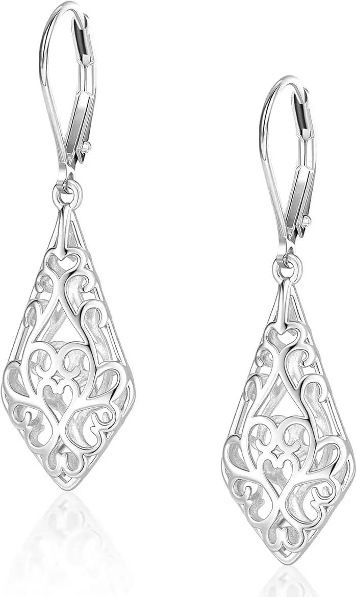 Boucles d'oreilles pendantes en argent sterling 925 pour femmes