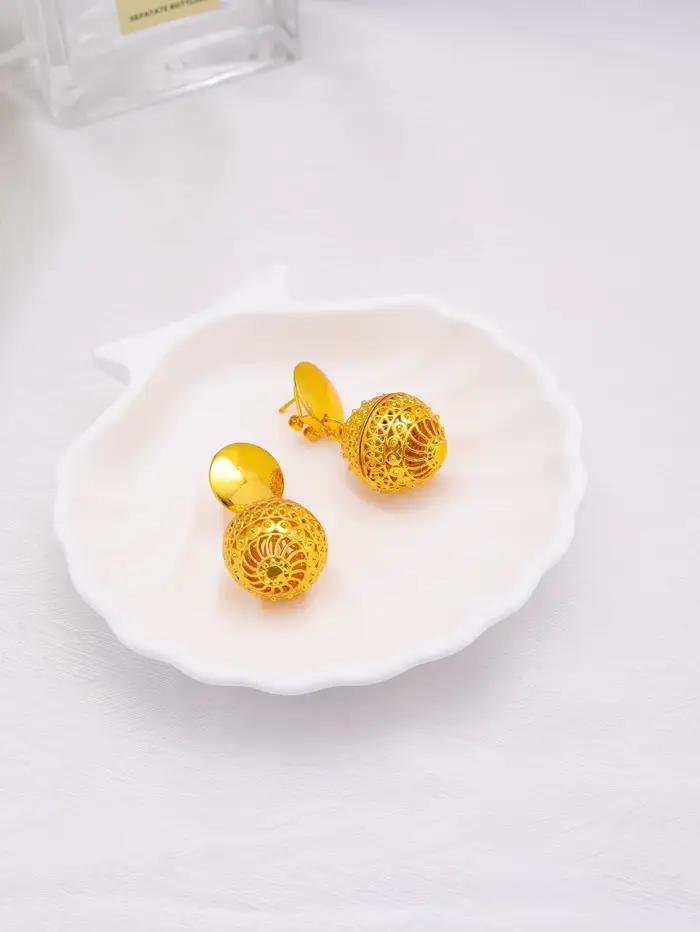 Mode Dubai 24K plaqué or ensembles de bijoux pour femmes conception de perles Long collier boucles d'oreilles Bracelet