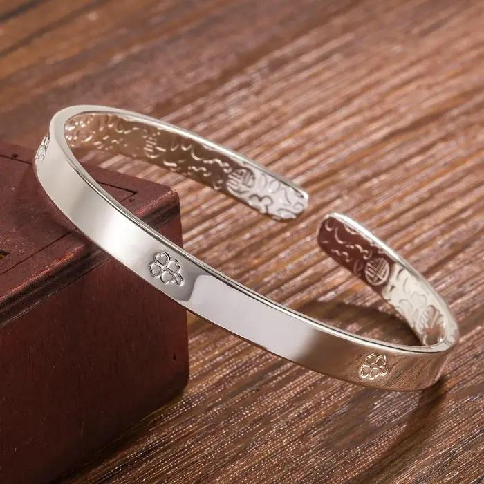 Bracelet porte-bonheur en argent 925 serti de pierres blanches pour femme, élégant bijou de créateur, cadeau pour occasions spéciales