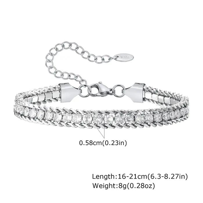 Bracelet de tennis en acier inoxydable pour femme, bijoux Bling Cubic Zfolds, document doré, mariage