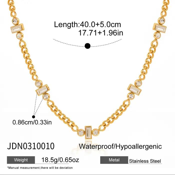 Uworld magnifique collier chaîne en Zircon incrusté pour femmes élégant porte-bonheur tour de cou bi