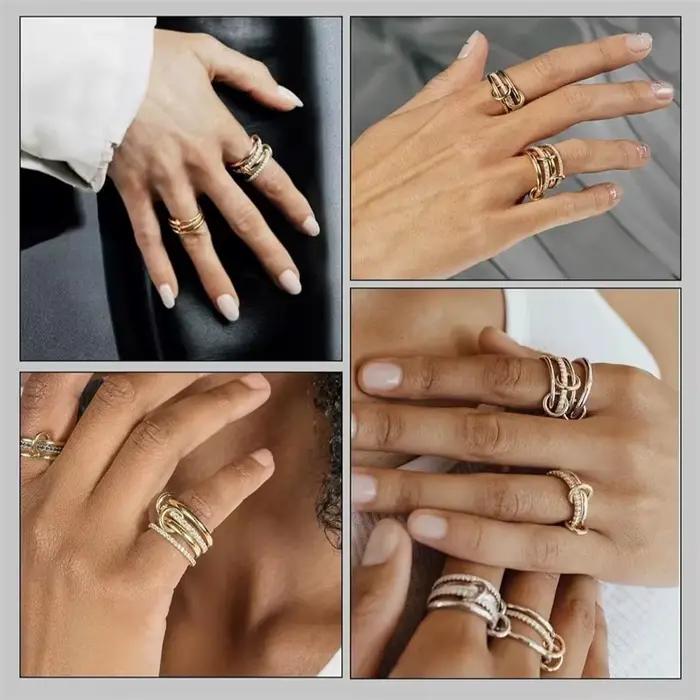 Une Niche bague de bijoux en cuivre bicolore à quatre anneaux