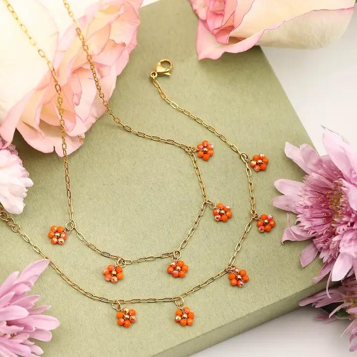 Zora – ensemble de colliers et bracelets avec pendentif en forme de fleur en cristal pour femmes